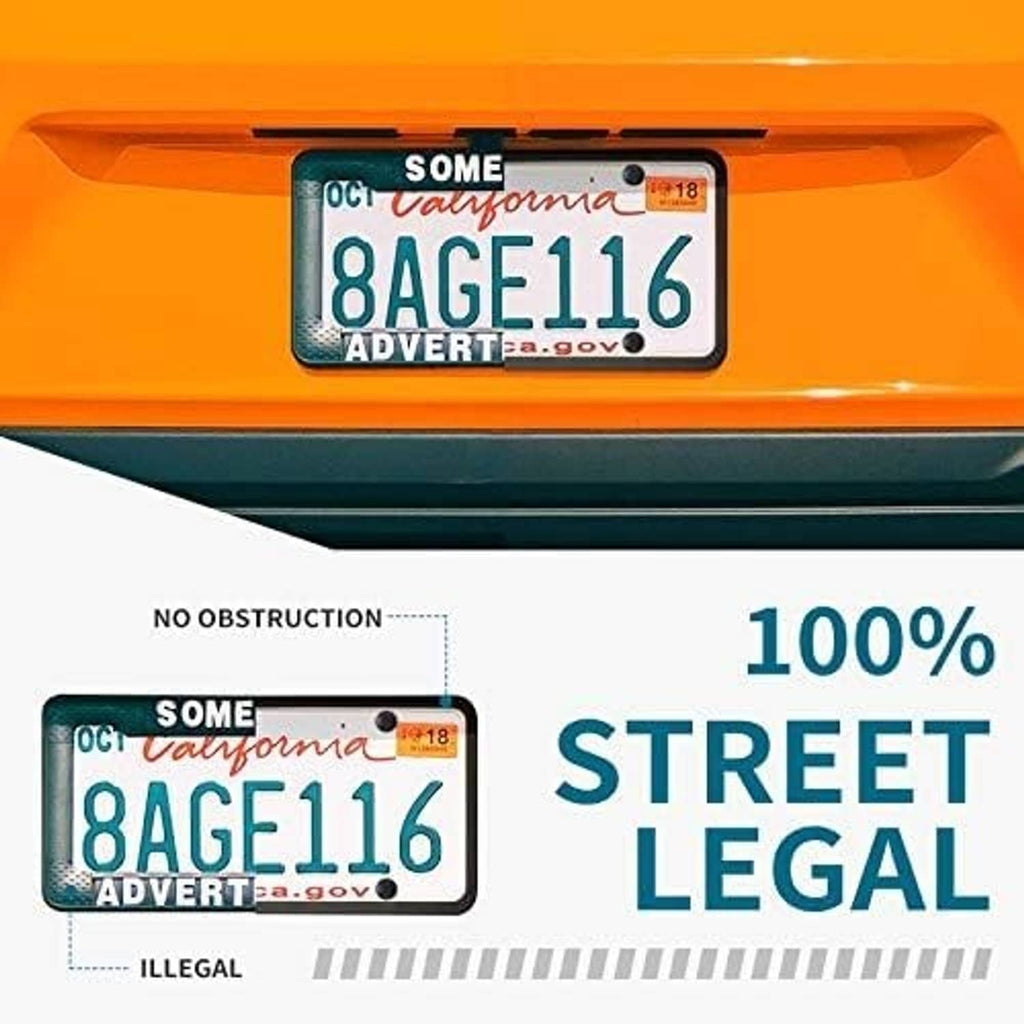 Black silicone license plate frame with drainage holes and street-legal fit for license plate