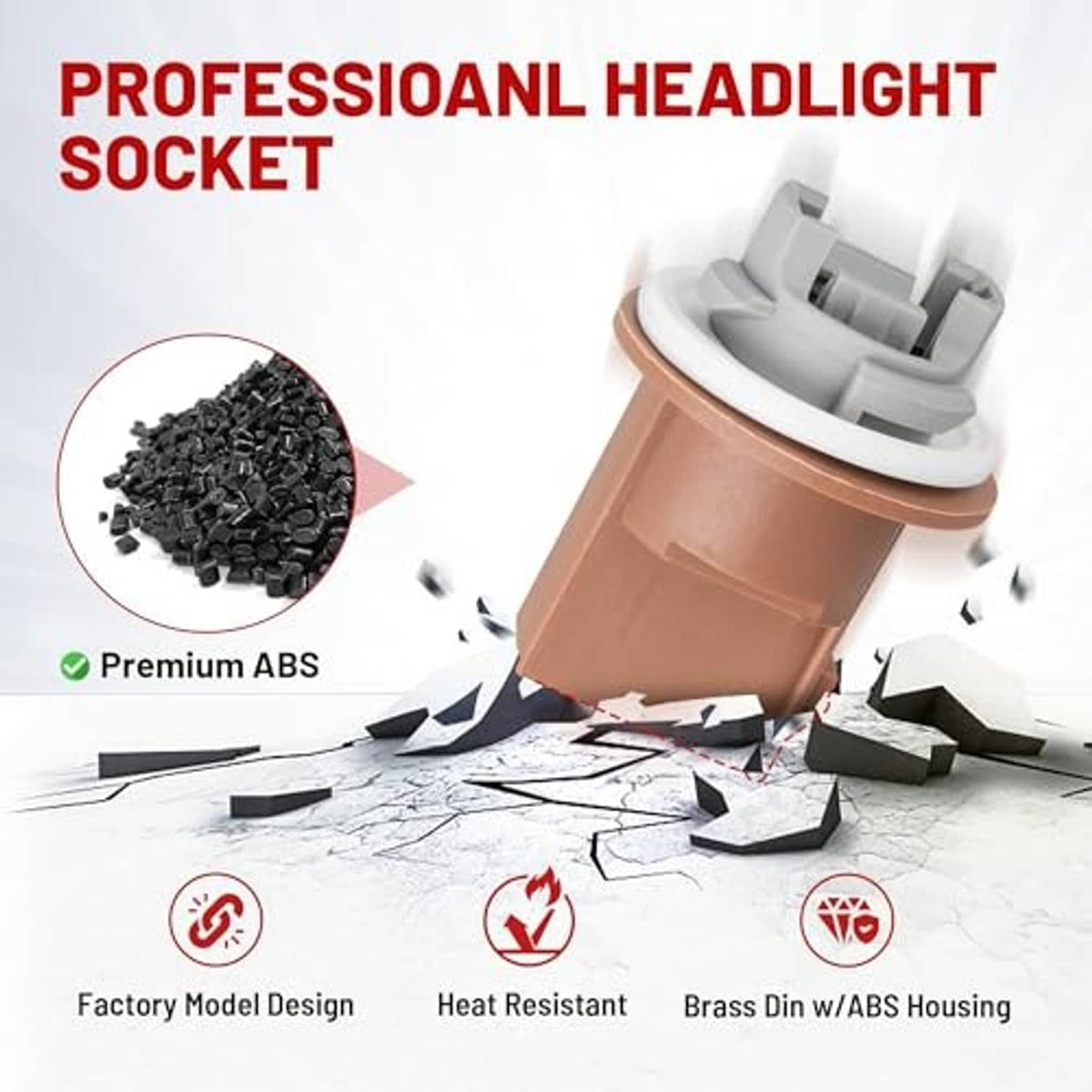 Headlight socket concept diagram with brown housing and white bulb base
