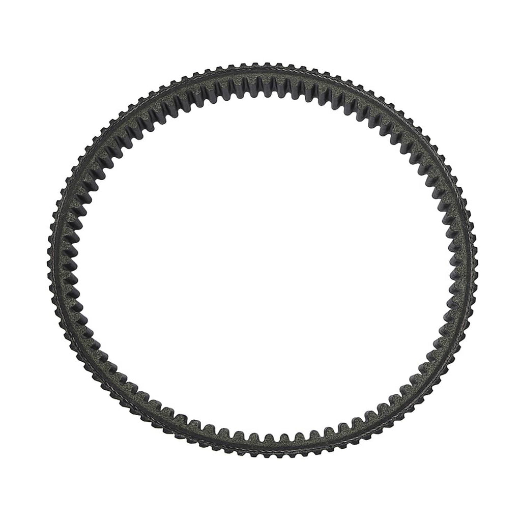 Motorcycle drive belt ring with black textured ribs and toothed outer edge