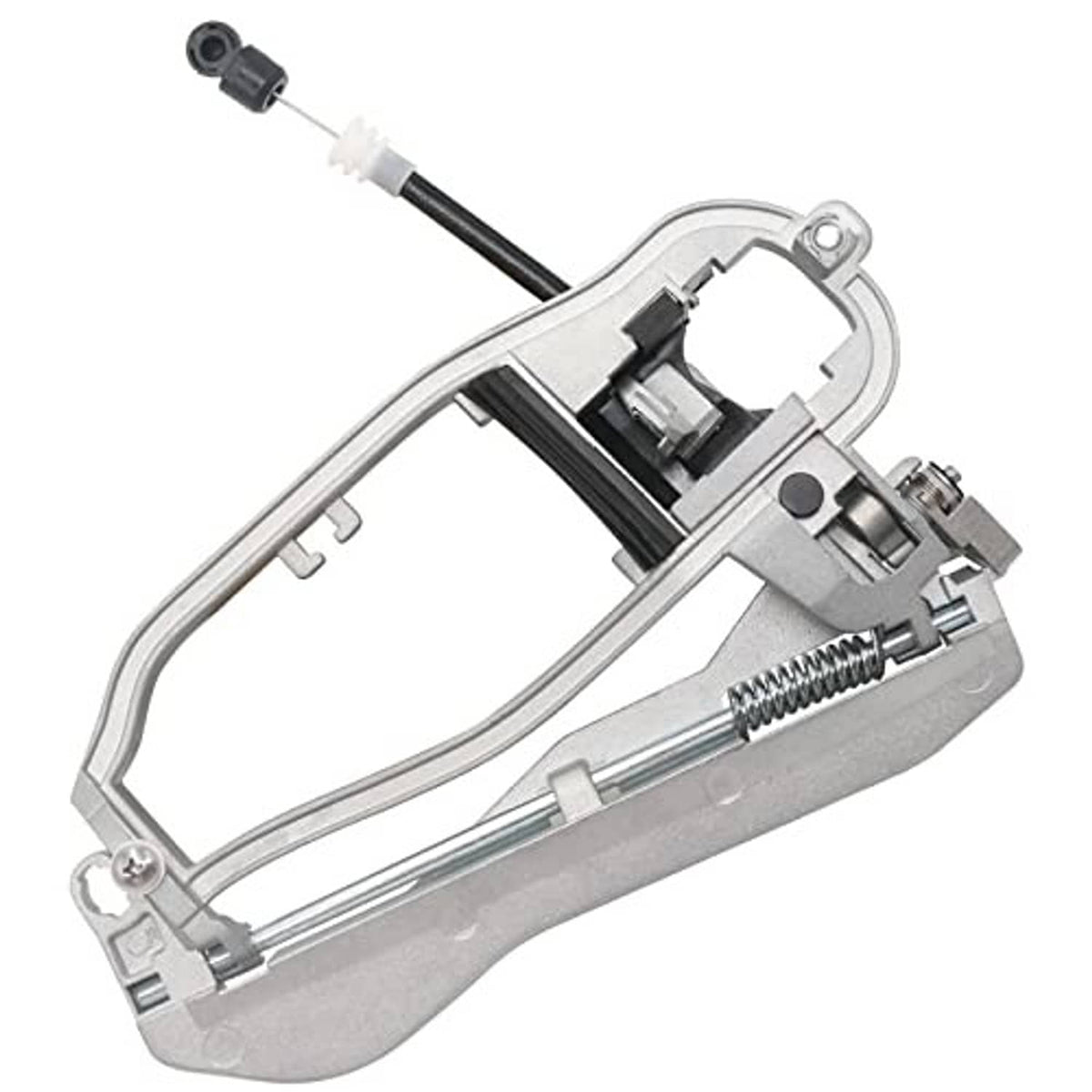 Front door handle carrier with black sensor cable and gray metal frame