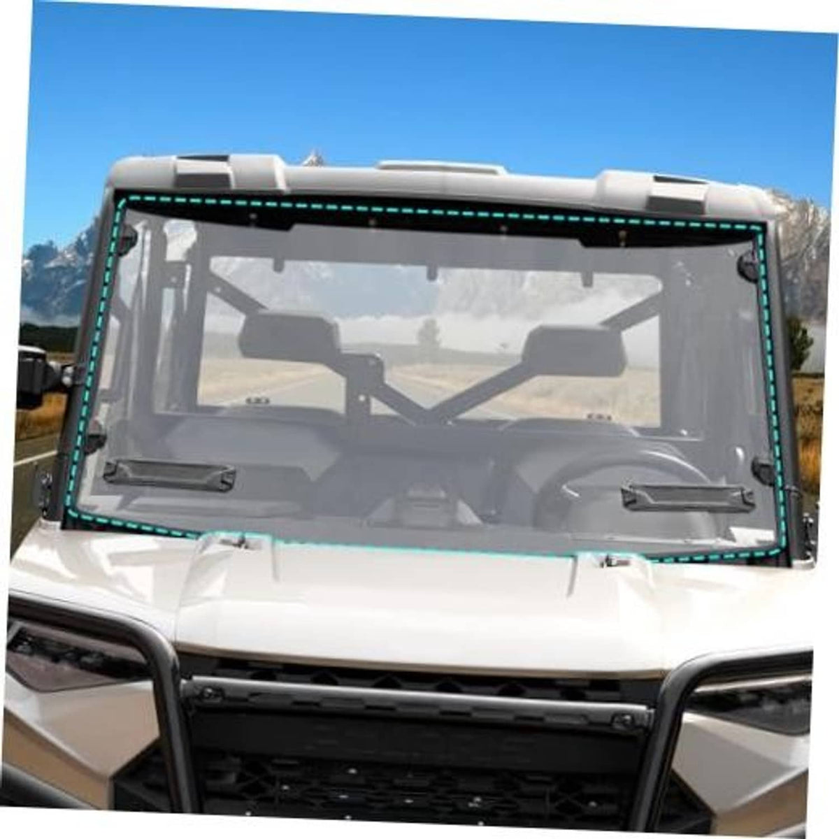 AUPOWER vented windshield with clear panel and black frame for Polaris Ranger 1000 XP