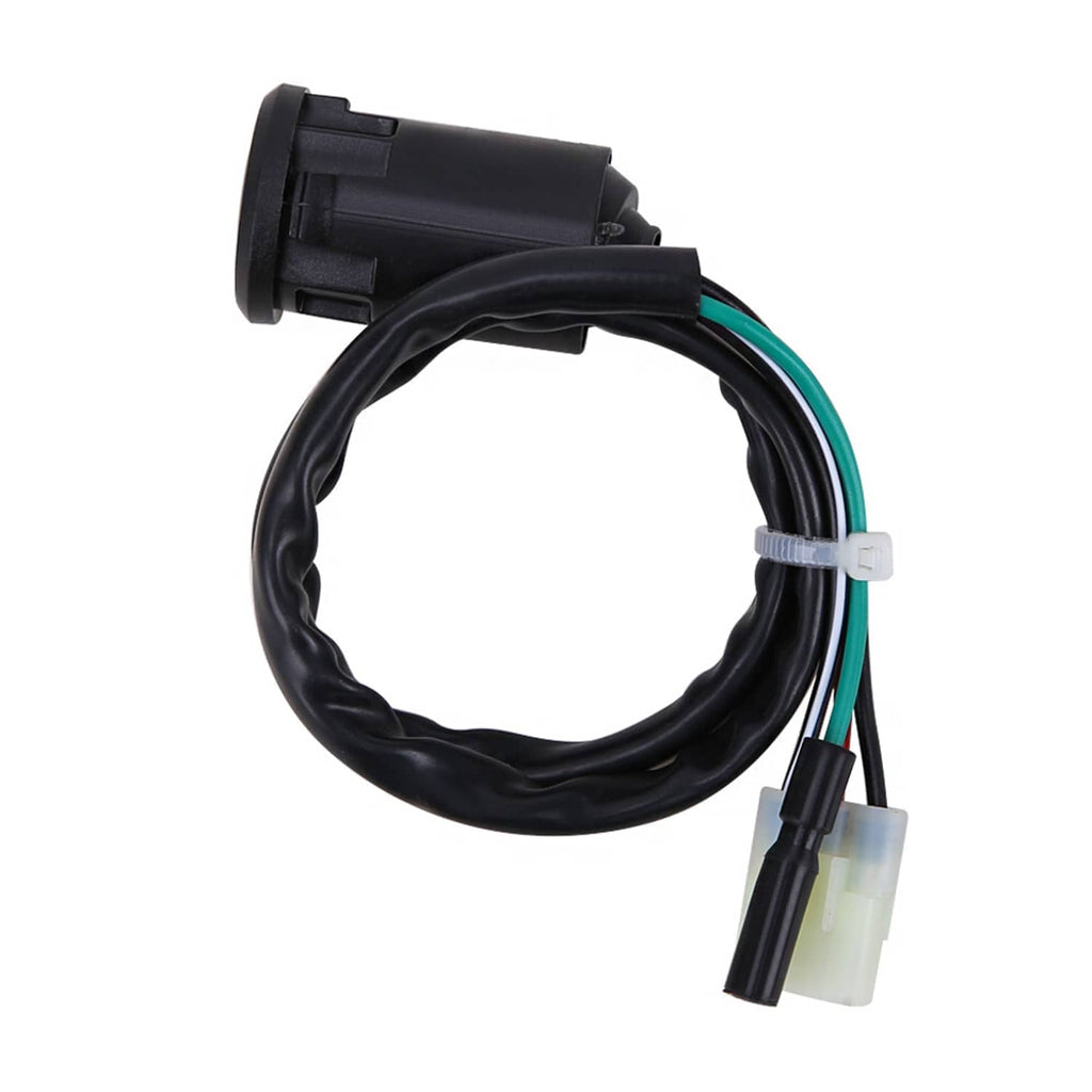 Ignition key switch wiring with black connectors and white sensor-style plug