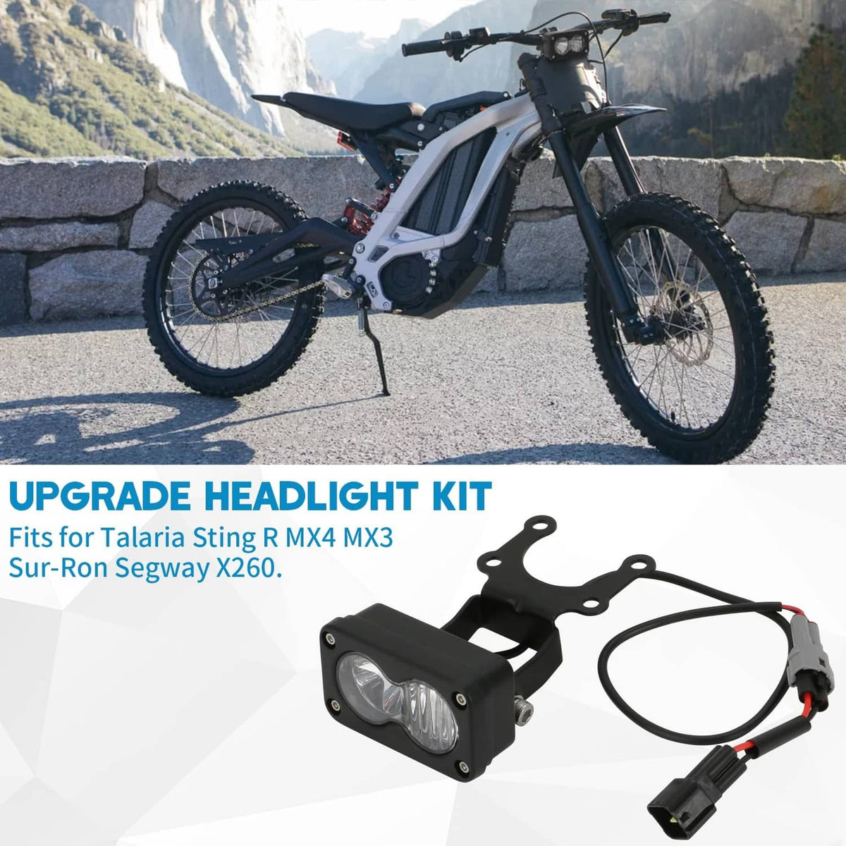 3-inch LED headlight upgrade kit with bracket, wiring, and adapter connectors