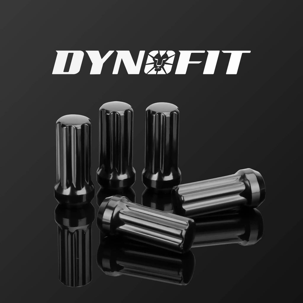 Dynofit black cone seat lug nuts set, glossy finish