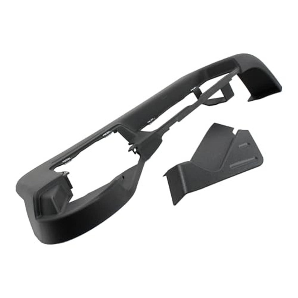 Black front driver seat side trim panel bezel cover with curved outer edge and inserts