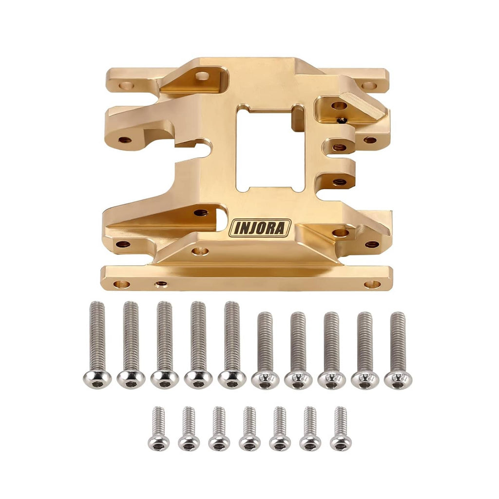 INJORA brass transmission skid plate mount with screws, RC crawler mounting bracket