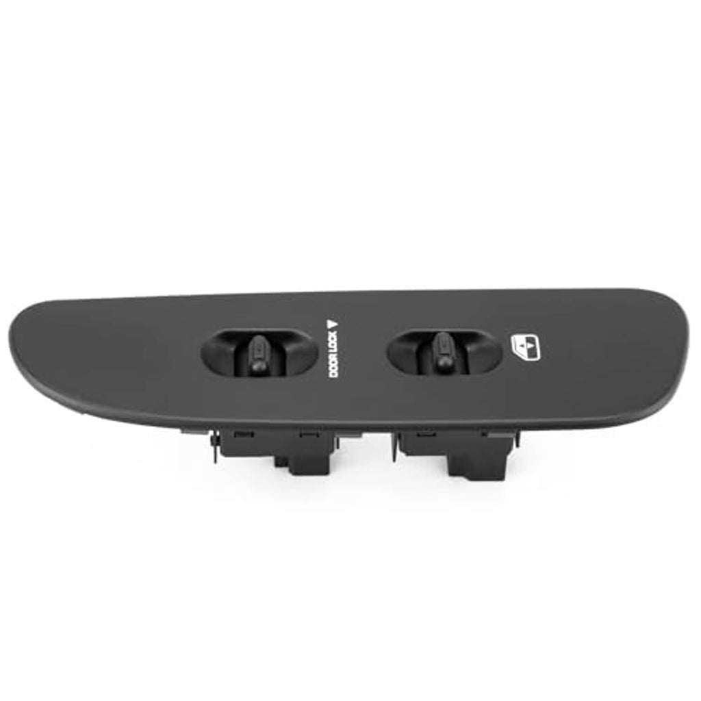 Flat front power window switch panel in dark gray with two rocker switches