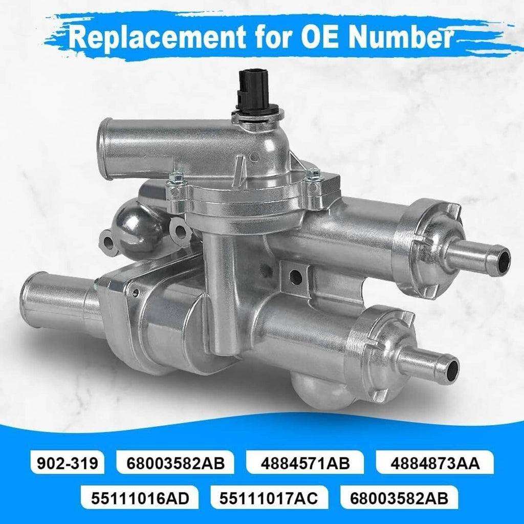 Aluminum thermostat housing assembly shown in replacement for OE number
