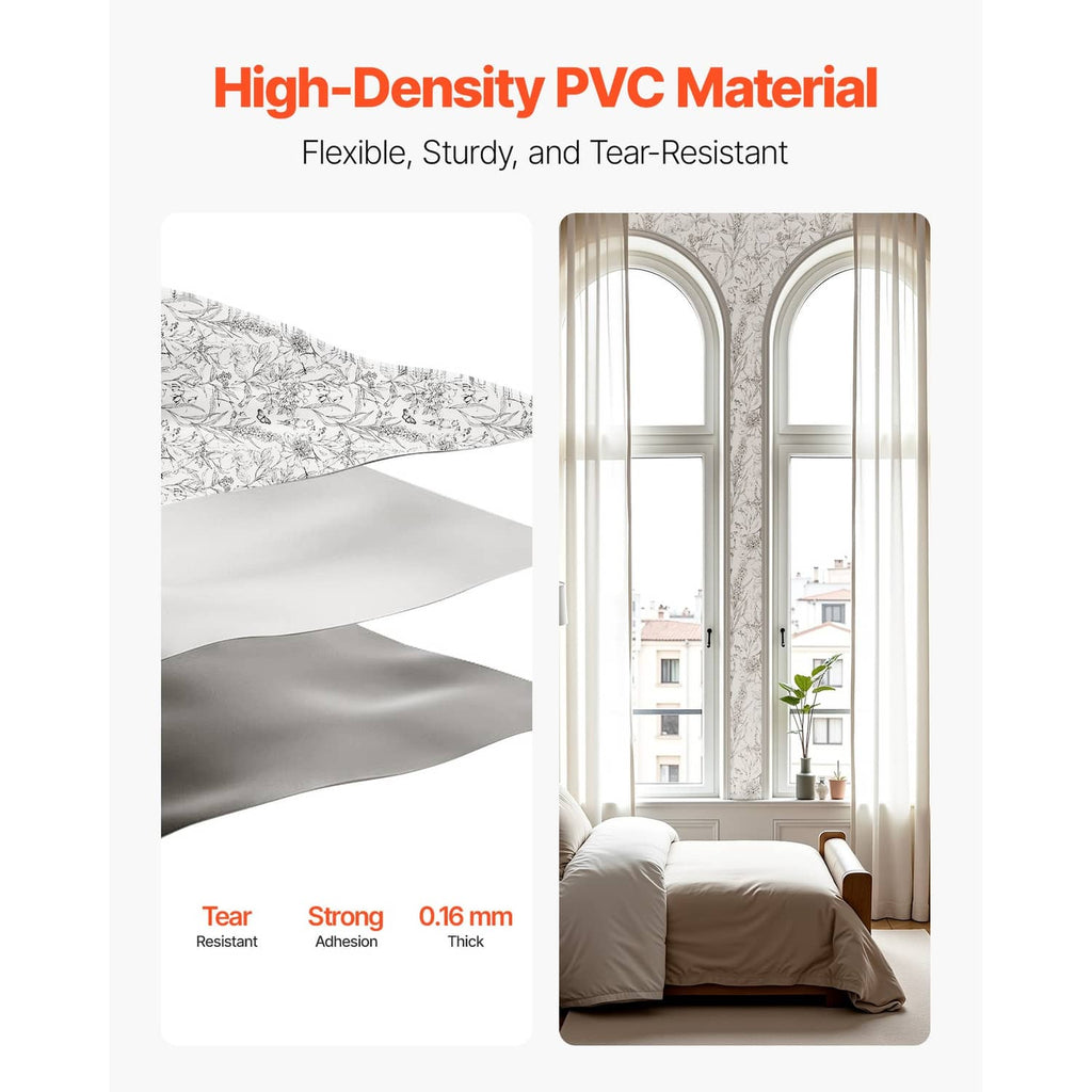 Self-adhesive wallpaper roll, high-density PVC look with botanical black line art
