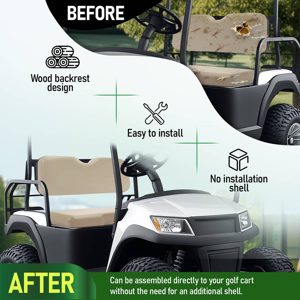 Stone golf cart front cushion and backrest on golf cart seat