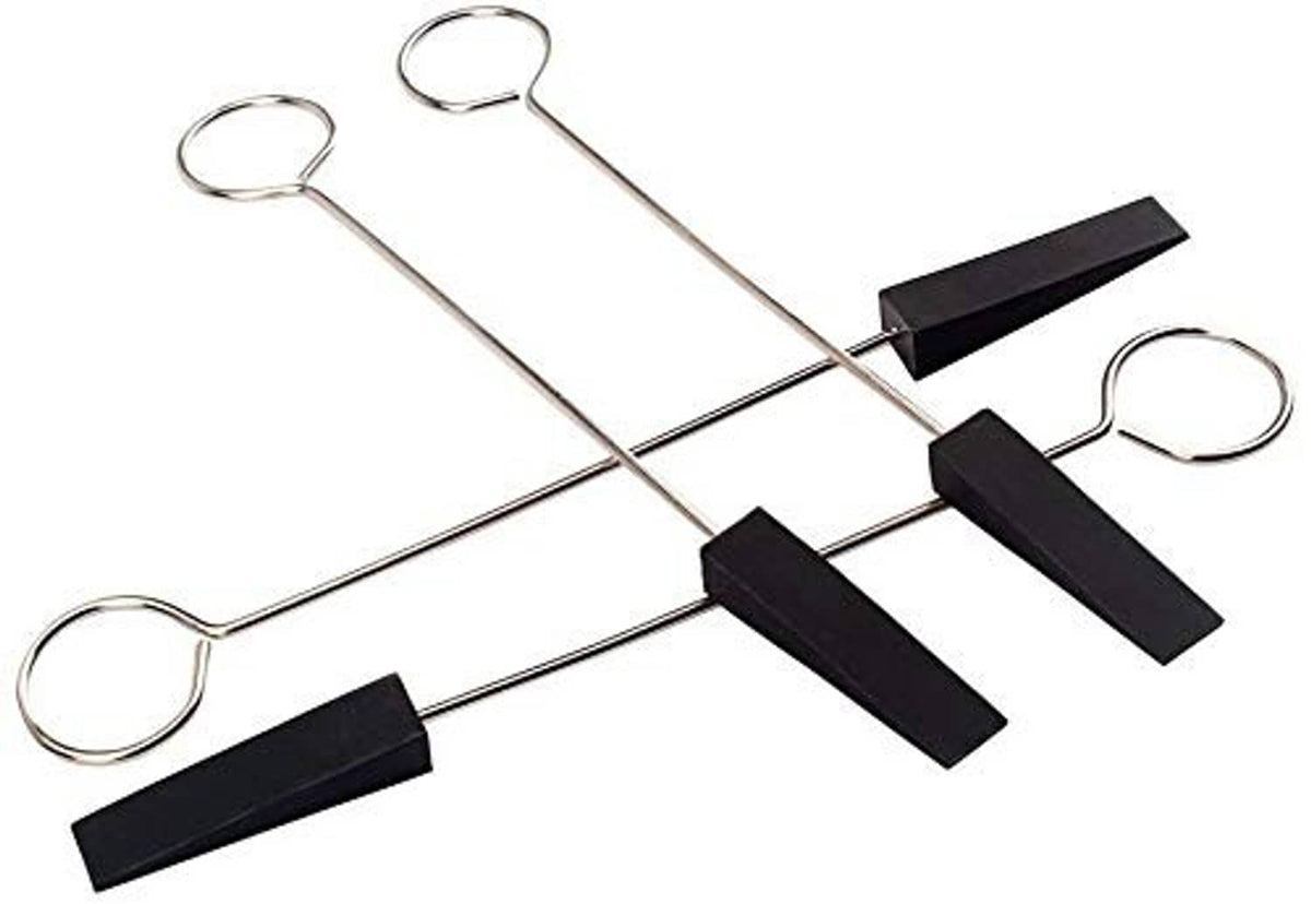 Piano tuning mute kit with multiple black rubber wedge mutes on metal rods