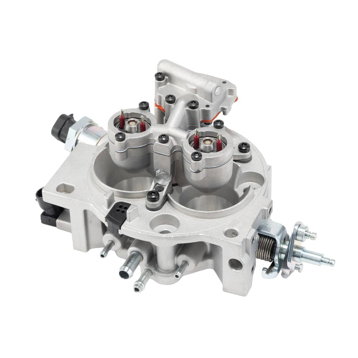 Throttle body assembly with metal housing, multiple ports, and wiring connections