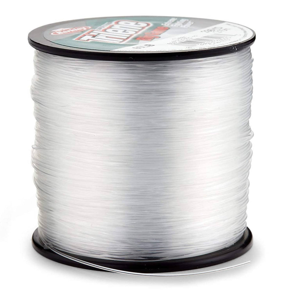Fishing line spool with clear monofilament line wound around black base