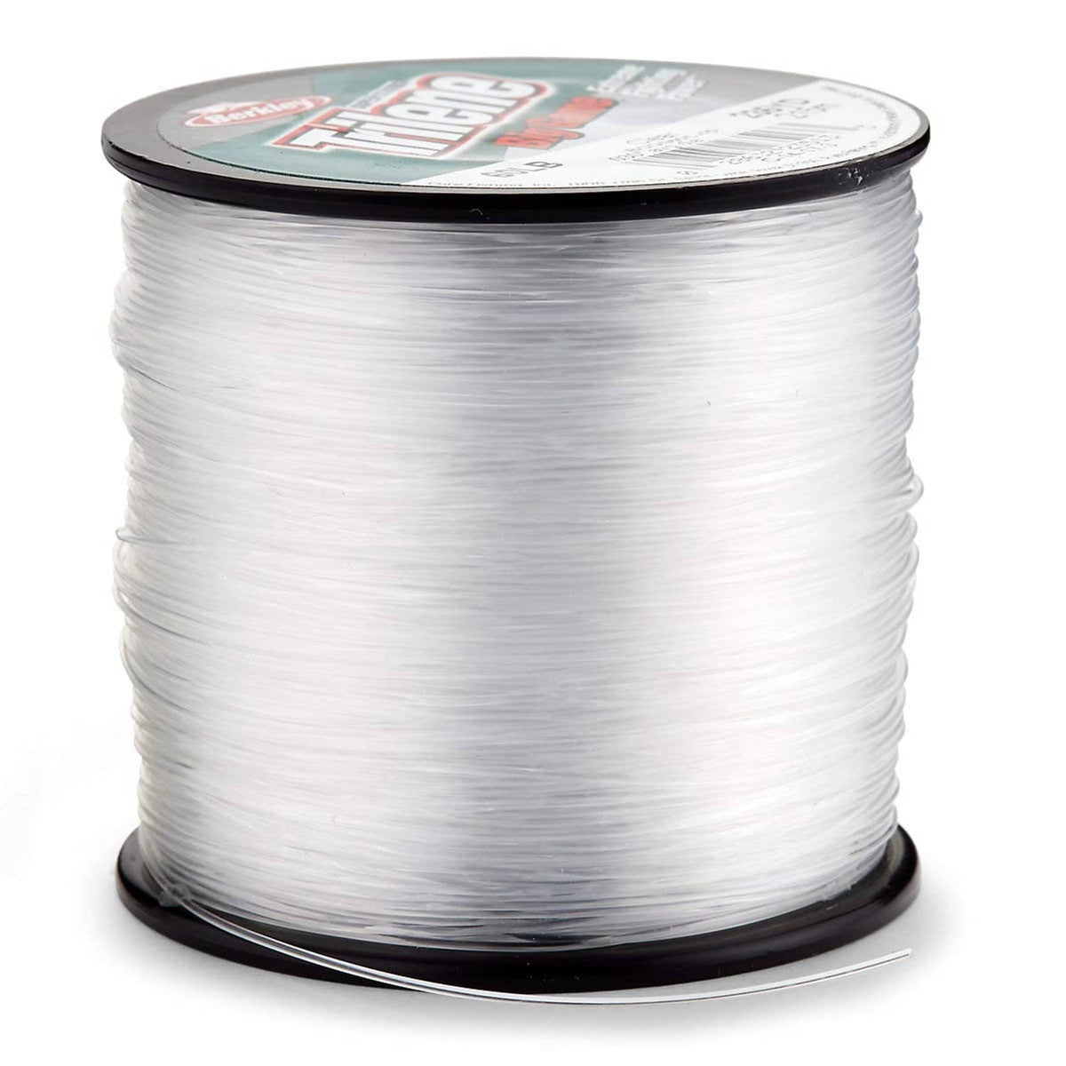 Fishing line spool with clear monofilament line wound around black base