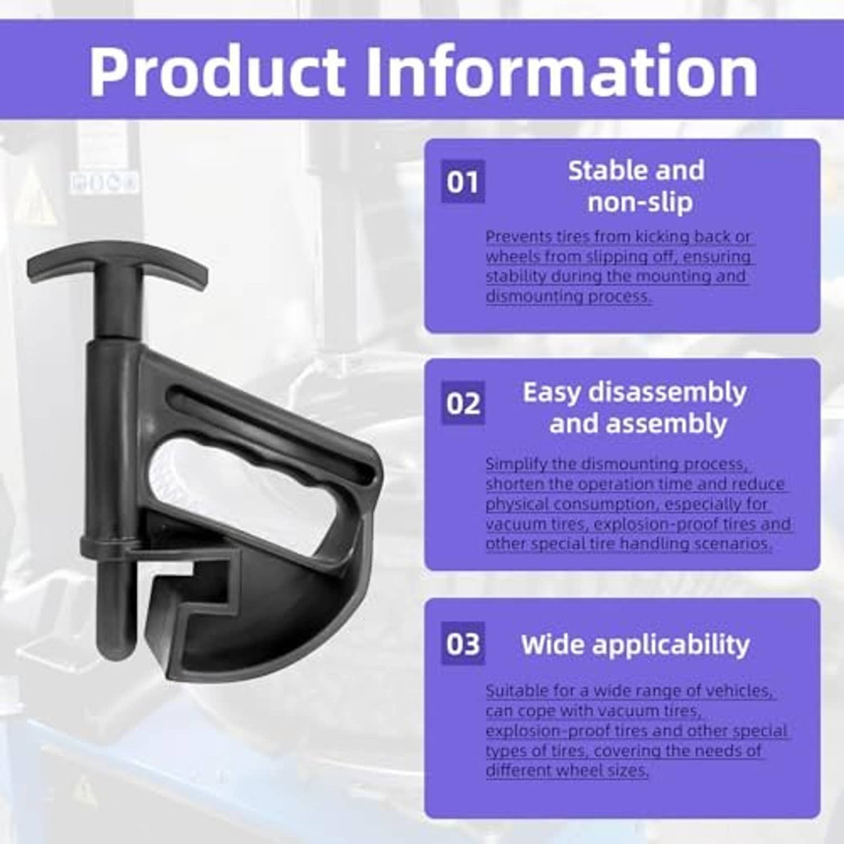 Universal tire bead clamp tool set with black clamps and tan rim protectors