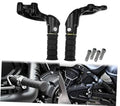 Matte black motorcycle rear passenger foot peg bracket set with mounting screws