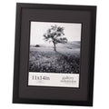 Black wood wall photo frame with white mat, displays a matted 11x14 print