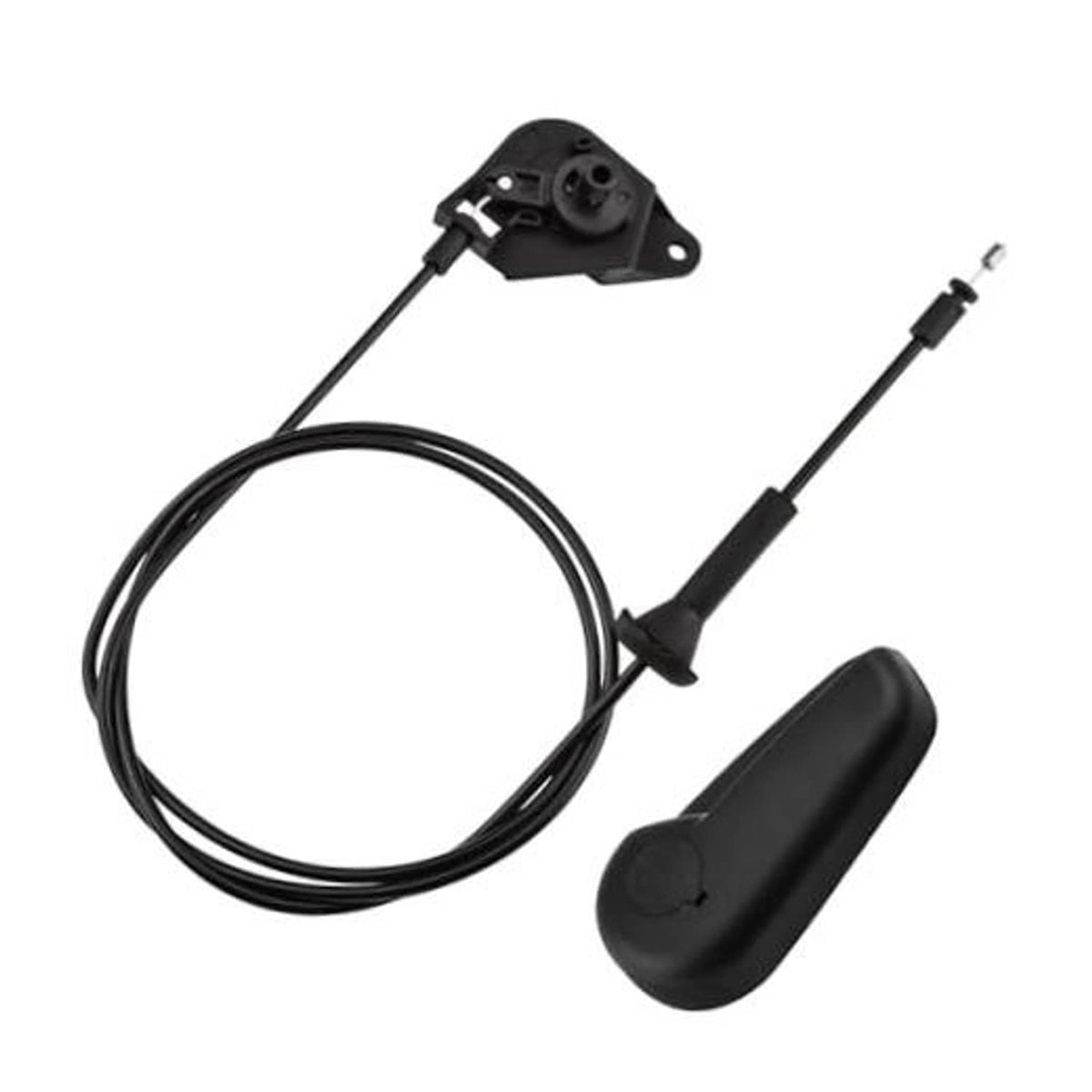 Black hood release cable pull handle with mounting bracket and long cable