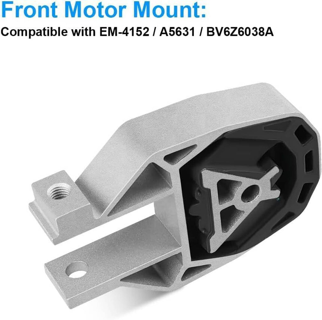 Front engine motor mount with silver bracket and black rubber bushing