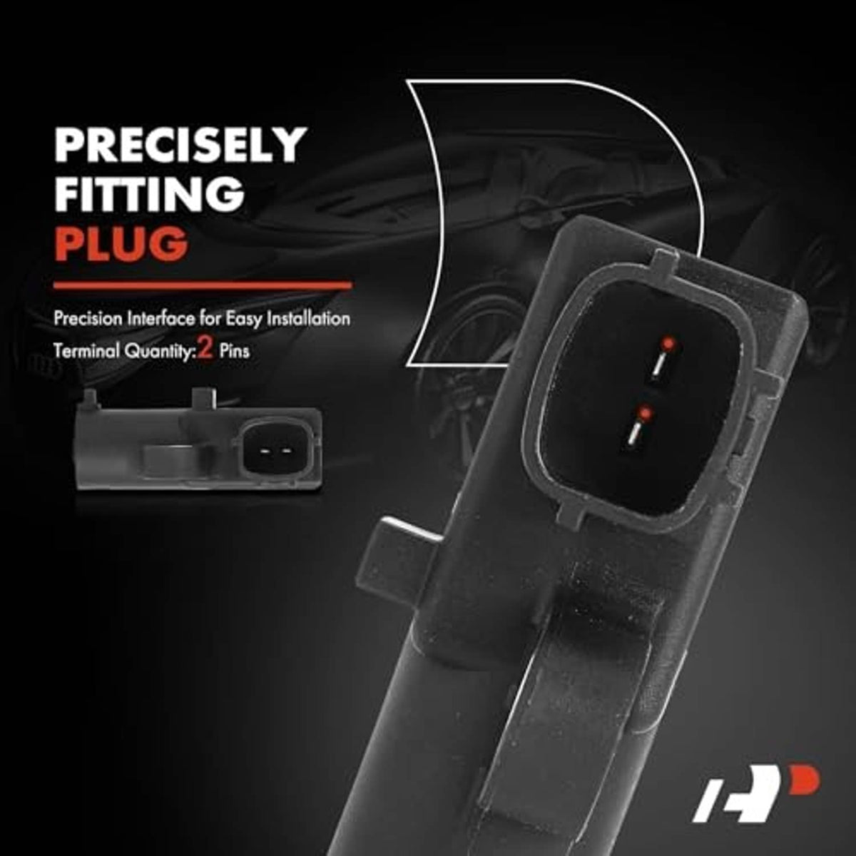 Crankshaft position sensor plug connector, black plastic 2-pin interface