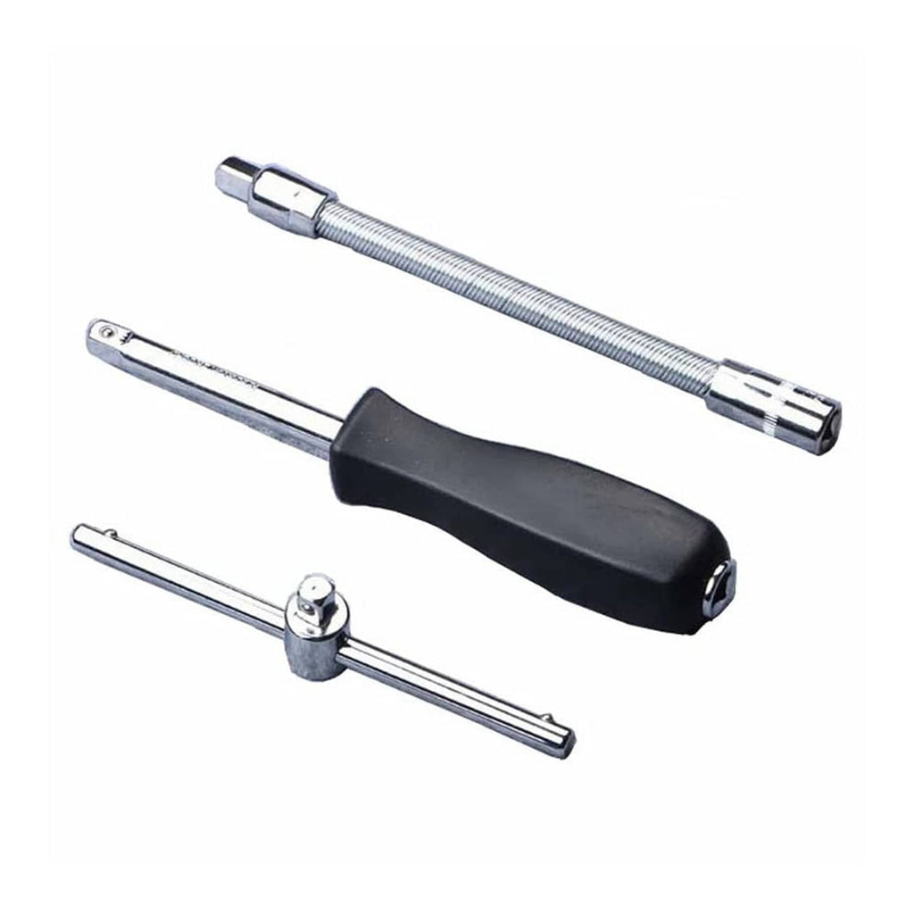1/4 in drive flexible socket extension bar set with spinner and sliding T-handle