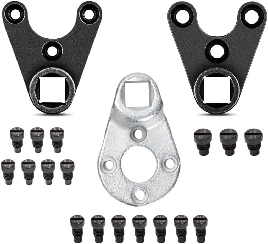 Outboard trim tilt pin wrench set with black brackets, silver bracket, and screws