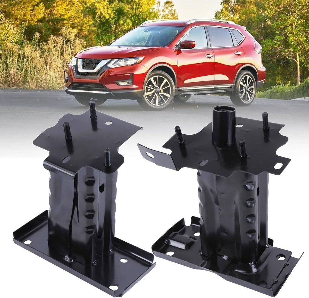 Black bumper reinforcement bracket pair with mounting studs and flat base plates