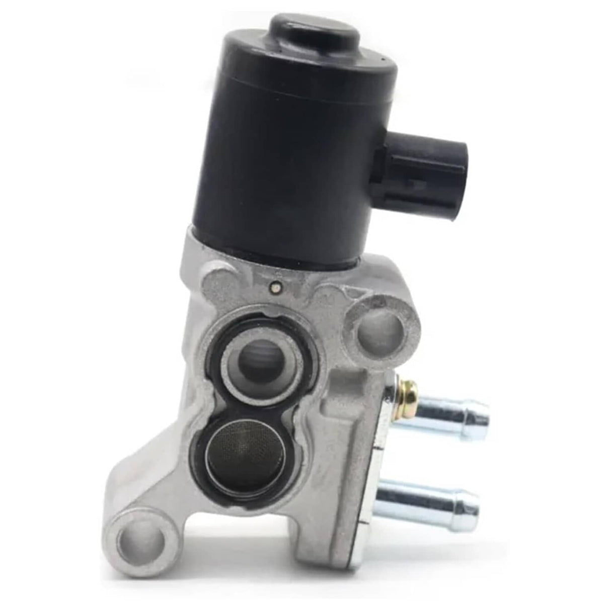 Idle air control valve (IAC) with black housing and metal mounting ports