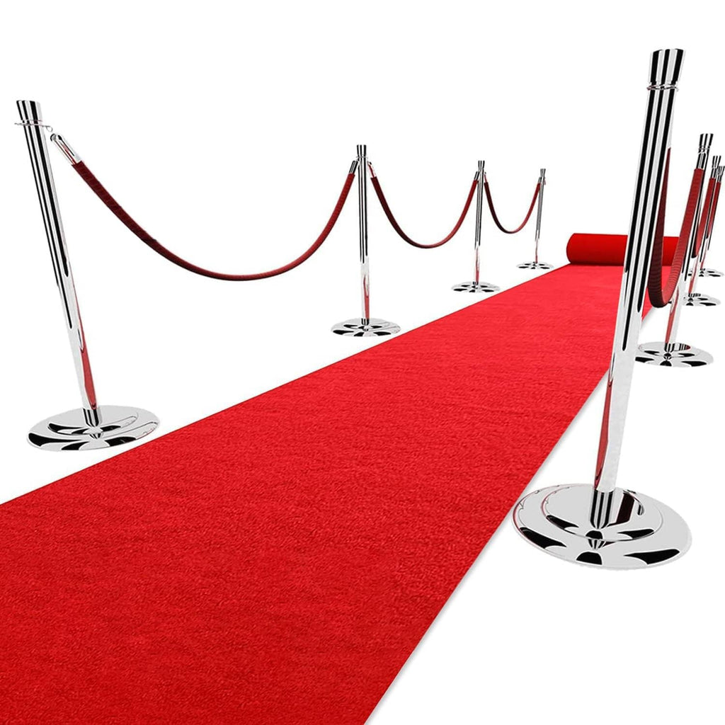 Red carpet runner laid lengthwise with short loop pile texture
