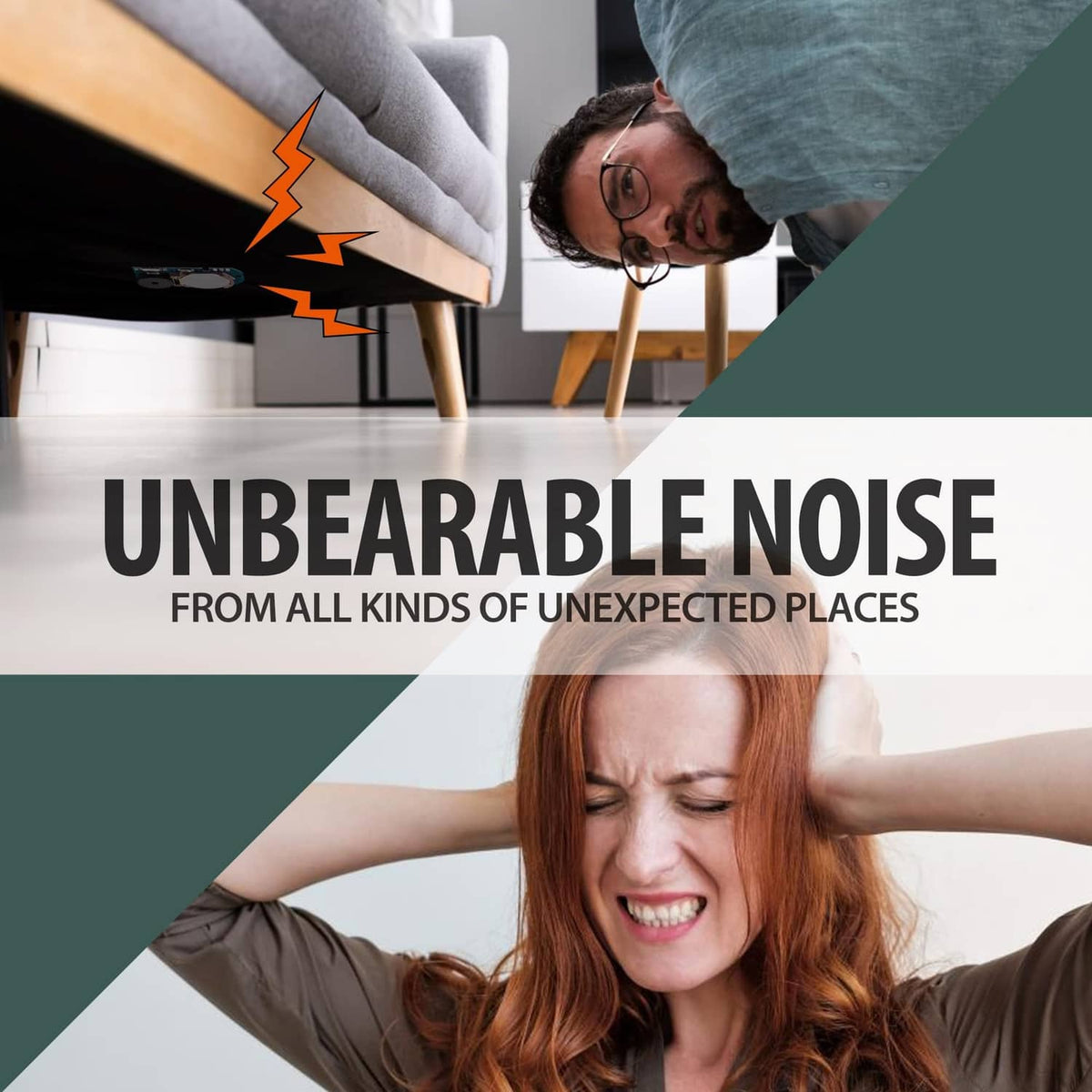 Prank noise maker promotional graphic with loud-noise warning icons