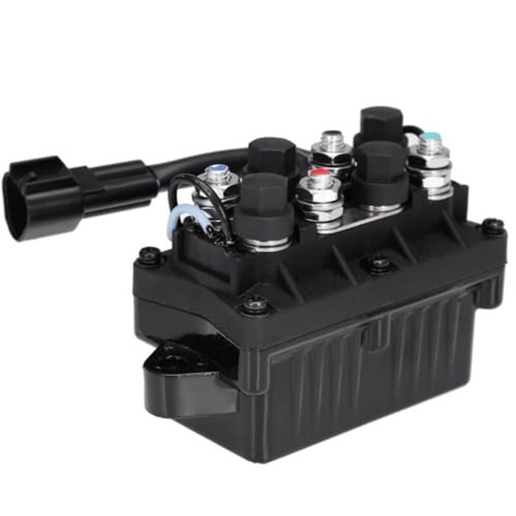Black outboard trim and tilt relay assembly with wiring harness and top terminals