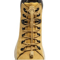Boot with tan elastic no-tie laces and center lock toggle on upper