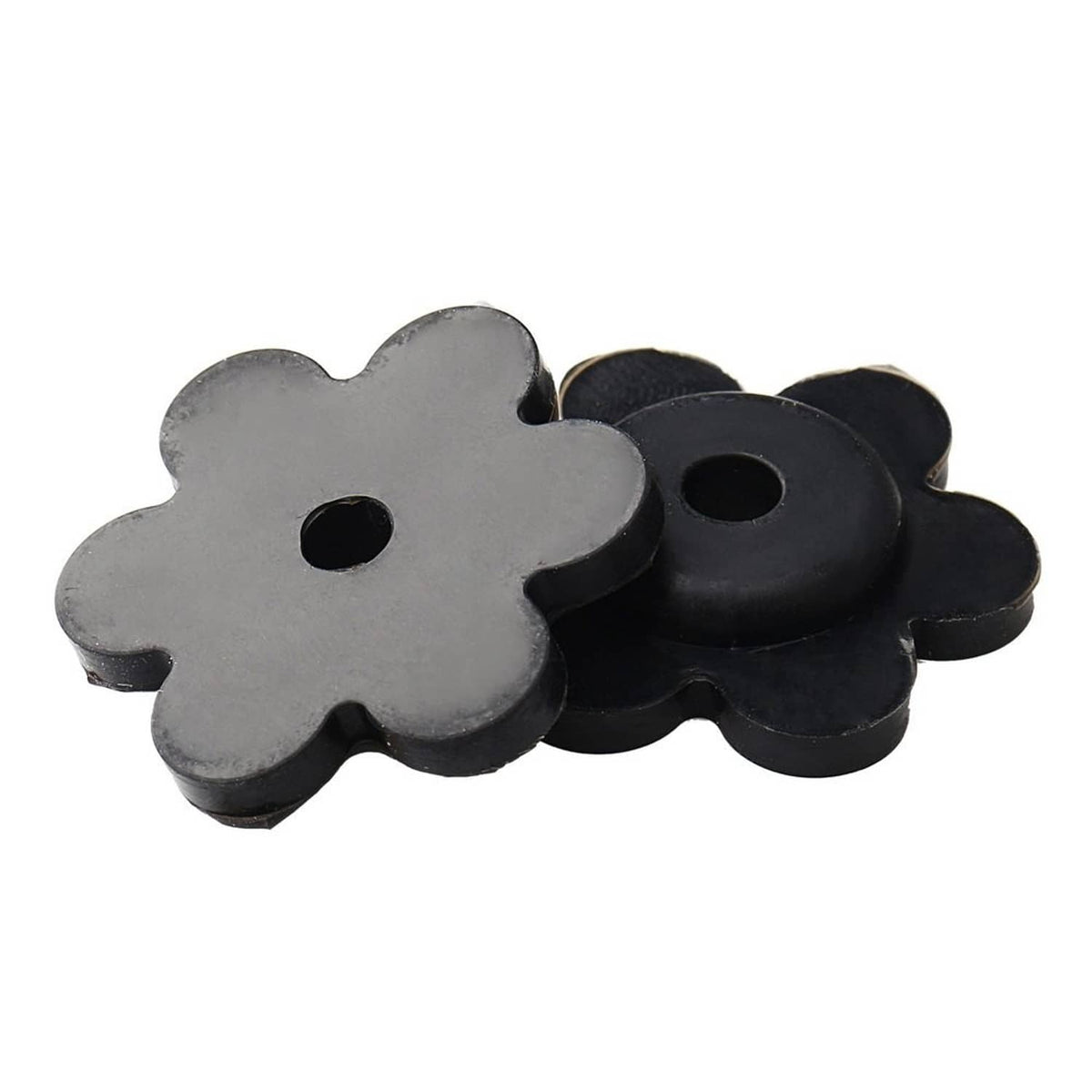 Black and gray flower-shaped rubber flag stop pieces, with center mounting hole