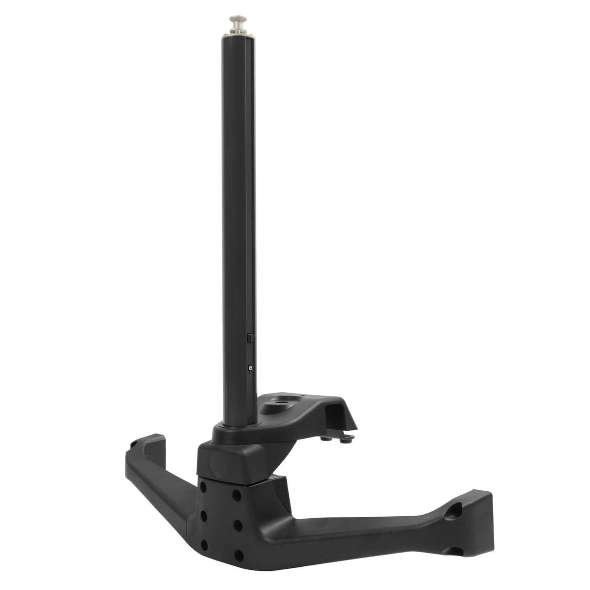 Black water ski wake pylon with curved base support and mounting bracket