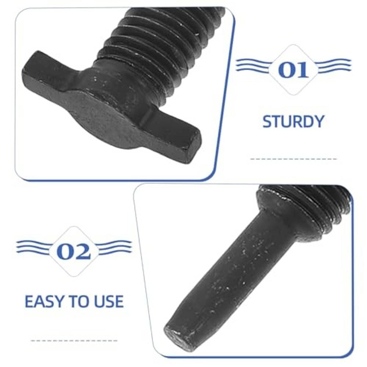 Black threaded oil release valve screw with flat cross-head
