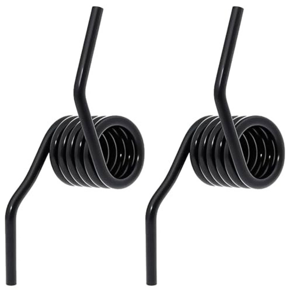 Two black steel jack return springs with curved base legs and tightly wound coils