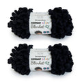 2-pack black Blanket-EZ loop yarn balls, preformed, no tools for finger knitting