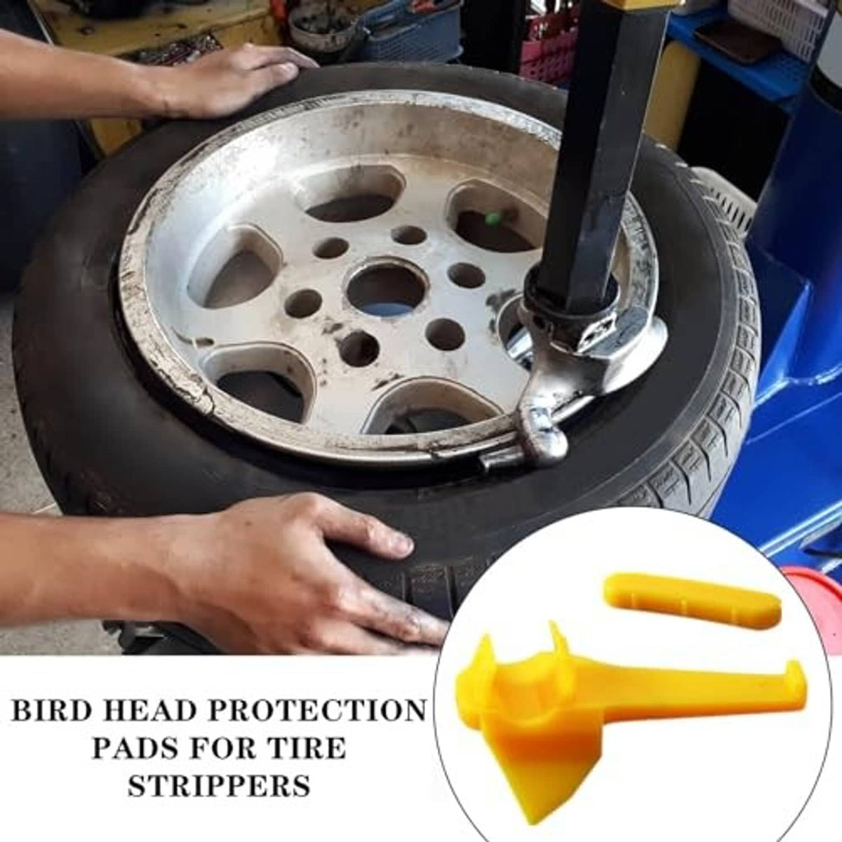 Yellow plastic tire changer insert for rim protection during tire removal