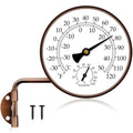 Brass swivel thermometer with dual C/F and humidity dials, black pointers and glass face