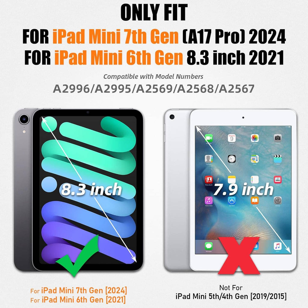 Black iPad mini case showing fit and screen protection for 8.3-inch models