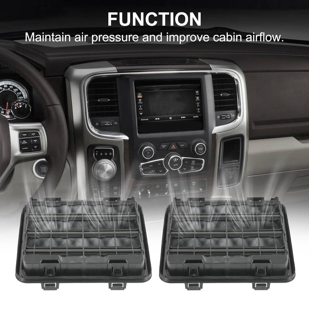 Two black vent exhauster housings with grid openings for cabin airflow