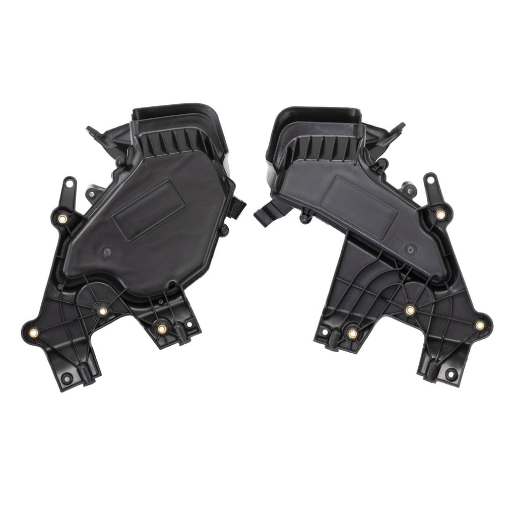 Pair of black glove box assemblies with molded panels and front fairing mounting brackets