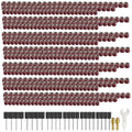 Aluminum oxide sanding drum set with maroon abrasive sleeves and metal mandrels