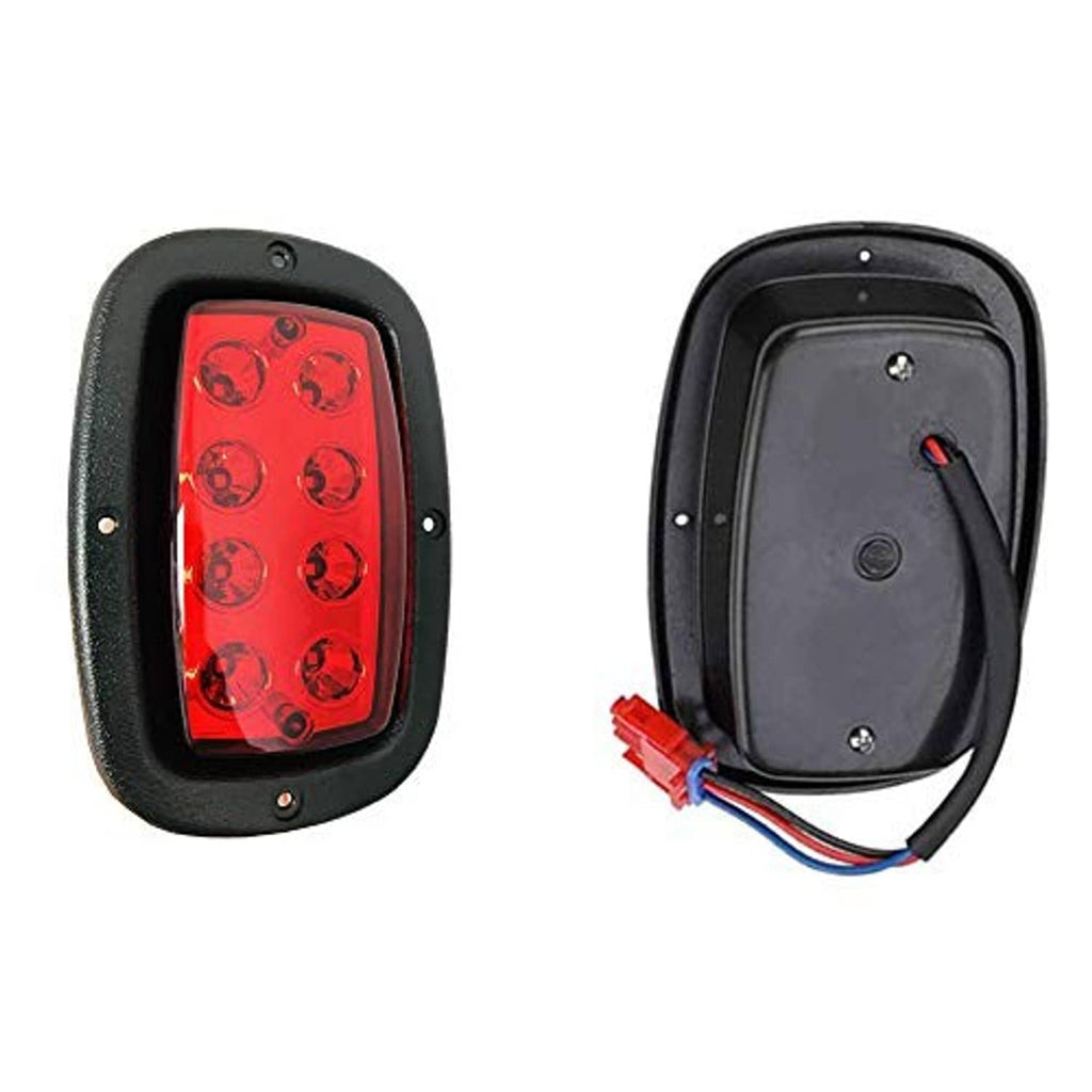LED taillight with red lens and black back cover, includes wire connector