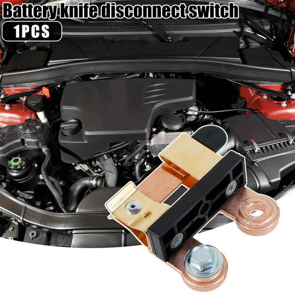 Battery knife disconnect switch in engine compartment with copper grounding posts