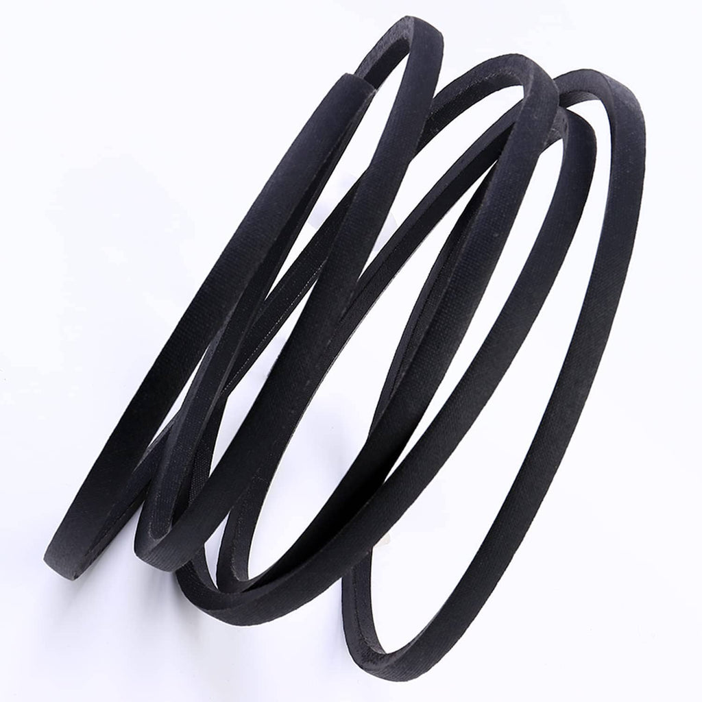 Lawn mower deck belt, black rubber looped strands piled in a coil