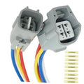 Pair of gray 4-pin EFI throttle body sensor connectors with multi-color wire leads