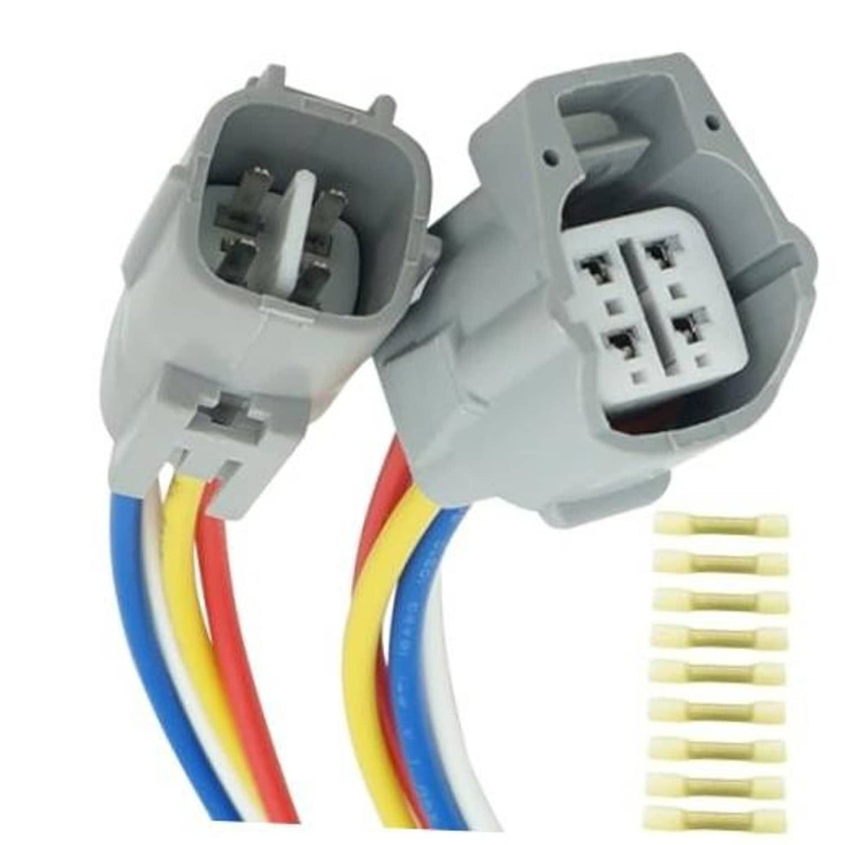 Pair of gray 4-pin EFI throttle body sensor connectors with multi-color wire leads