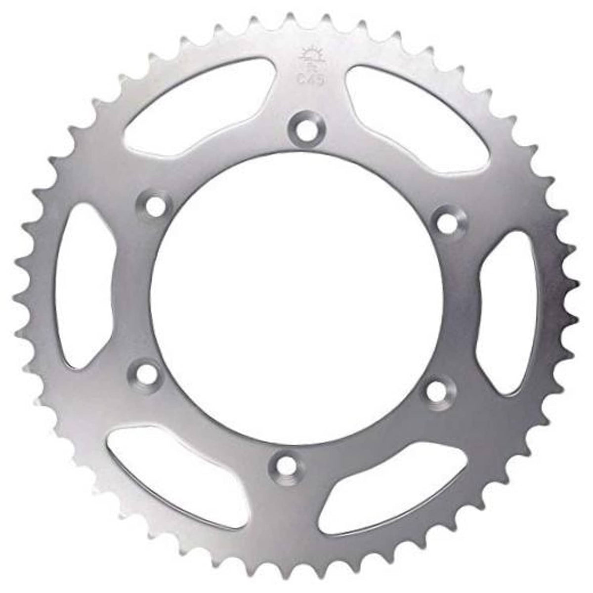 40-tooth steel sprocket, silver-gray, with bolt holes and outer tooth ring