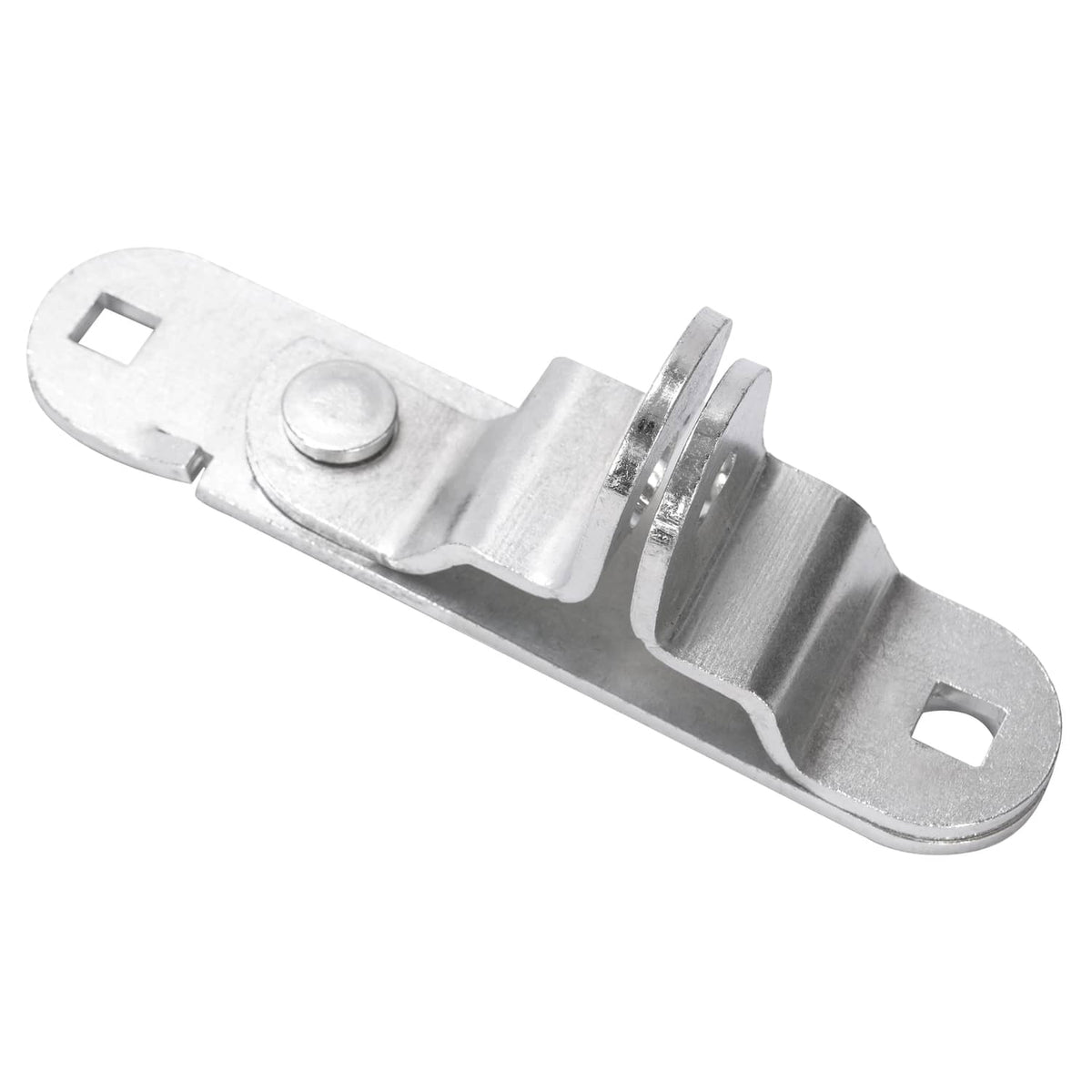Steel cam latch hasp with side mounting holes and roller, silver finish